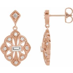 3/8 Ctw Natural Diamond Dangle Earrings