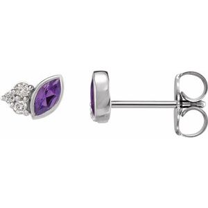 Natural Amethyst And .05 Ctw Natural Diamond Earrings