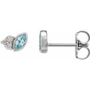 Natural Blue Zircon And .05 Ctw Natural Diamond Earrings