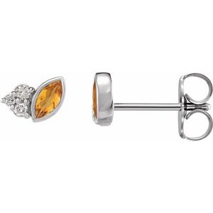 Natural Citrine And .05 Ctw Natural Diamond Earrings