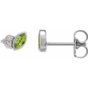 Natural Peridot And .05 Ctw Natural Diamond Earrings