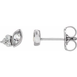 Natural White Sapphire And .05 Ctw Natural Diamond Earrings