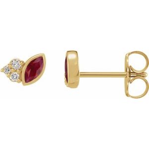 Natural Ruby And .05 Ctw Natural Diamond Earrings