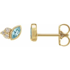 Natural Blue Zircon And .05 Ctw Natural Diamond Earrings