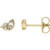 14K Yellow Natural White Sapphire & .05 CTW Natural Diamond Earrings