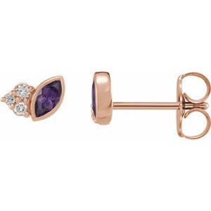 Lab-Grown Alexandrite And .05 Ctw Natural Diamond Earrings