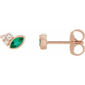 Natural Emerald And .05 Ctw Natural Diamond Earrings