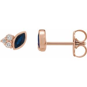 Natural Blue Sapphire And .05 Ctw Natural Diamond Earrings