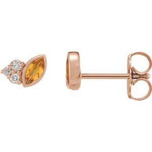 Natural Citrine And .05 Ctw Natural Diamond Earrings