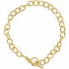 24K Yellow Gold-Plated Sterling Silver 5.9 mm Charm Cable 7 1/4″ Bracelet