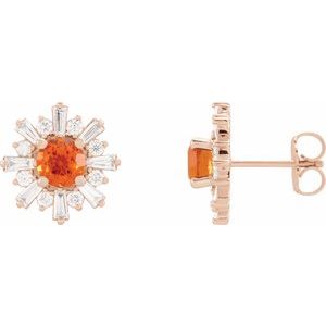 Natural Mexican Fire Opal And 3/4 Ctw Natural Diamond Earrings