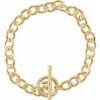 Yellow-Plated Sterling Silver 7 mm Charm Cable 8″ Bracelet