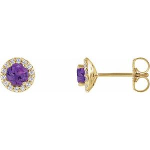 Natural Amethyst And 1/8 Ctw Natural Diamond Earrings