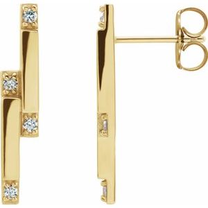 1/10 Ctw Natural Diamond Geometric Drop Earrings