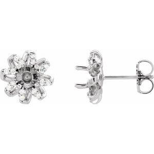 1/6 Ctw Natural Diamond Semi-Set Halo-Style Earring Mountings