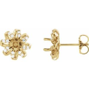 1/6 Ctw Natural Diamond Semi-Set Halo-Style Earring Mountings