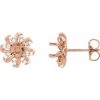 1/6 Ctw Natural Diamond Semi-Set Halo-Style Earring Mountings