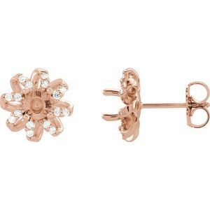 1/6 Ctw Natural Diamond Semi-Set Halo-Style Earring Mountings