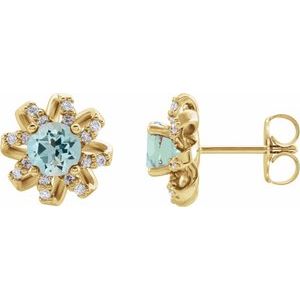 Aquamarine Earrings With Natural Diamond Accents