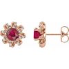 Natural Ruby Earrings With Natural Diamond Accents