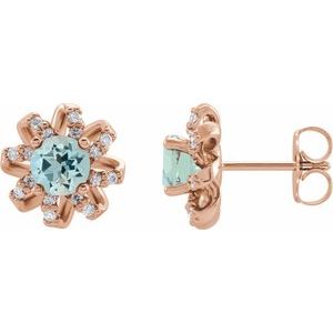 Aquamarine Earrings With Natural Diamond Accents