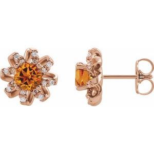 Citrine Earrings With Natural Diamond Accents