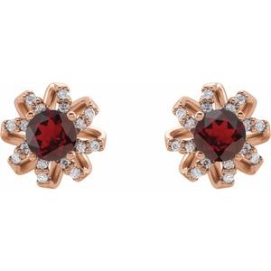 Natural Mozambique Garnet Earrings With Natural Diamond Accents