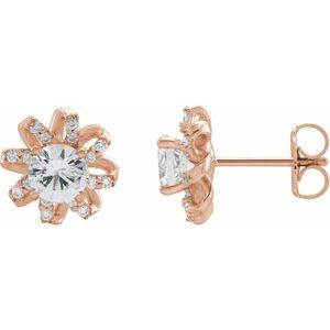 Natural White Sapphire Earrings With Natural Diamond Accents