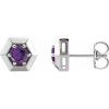 Platinum Natural Amethyst Geometric Earrings