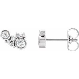 1/4 Ctw Natural Diamond Scattered Bezel-Set Earrings