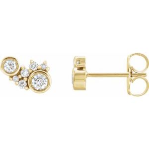 1/4 Ctw Natural Diamond Scattered Bezel-Set Earrings