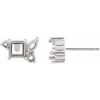 Platinum 4 mm Square  Left Multi-Stone Earring Mounting