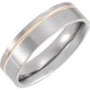 18K Rose Gold PVD Titanium 6 mm Flat Grooved Band Size 10