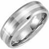 Cobalt 7 mm Beveled Band with Silver Inlay Size 9.5