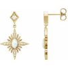 14K Yellow Natural White Opal & 1/6 CTW Natural Diamond Star Earrings