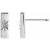 14K White 2 mm Round Accented Bar Earring Mounting