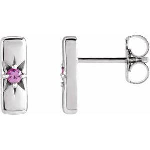 Natural Pink Sapphire Bar Earrings