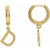 18K Yellow Initial D Hinged Huggie Earring