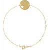 14K Yellow Engravable Pierced Heart Disc 7-8″ Bracelet