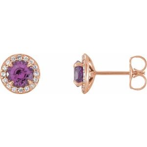 Natural Amethyst And 1/8 Ctw Natural Diamond Earrings