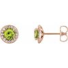 14K Rose 5 mm Natural Peridot & 1/8 CTW Natural Diamond Earrings