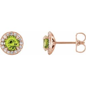 Natural Peridot And 1/8 Ctw Natural Diamond Earrings