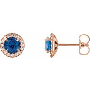 Natural Blue Sapphire And 1/8 Ctw Natural Diamond Earrings