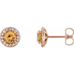 Natural Citrine And 1/8 Ctw Natural Diamond Earrings