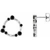 Sterling Silver Natural Black Onyx & .03 CTW Natural Diamond Circle Earrings