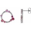 Sterling Silver Natural Pink Multi-Gemstone & .03 CTW Natural Diamond Circle Earrings