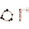 14K Rose Natural Black Onyx & .03 CTW Natural Diamond Circle Earrings