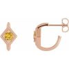 14K Rose Natural Yellow Sapphire Geometric Hoop Earrings