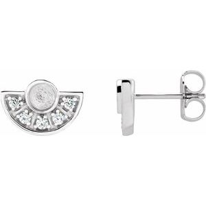 1/8 Ctw Natural Diamond Semi-Set Fan Earrings