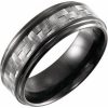 Black PVD Tungsten 8 mm Tungsten Stepped Edge Band with Carbon Fiber Inlay